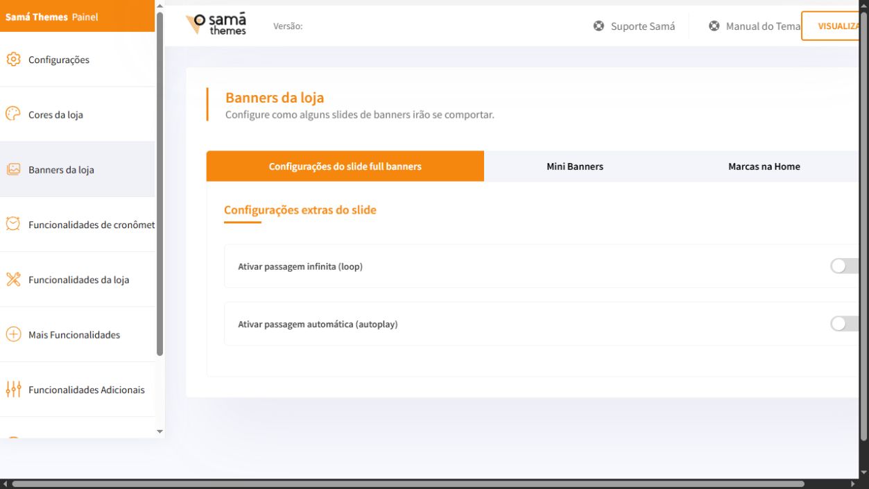 Tela Banners da loja do painel Loja Premium
