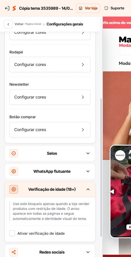Configuração da verificação de idade do Match GO