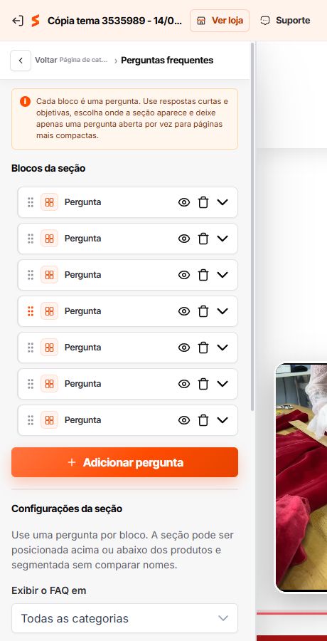 Configuração de FAQ por categoria no Match GO