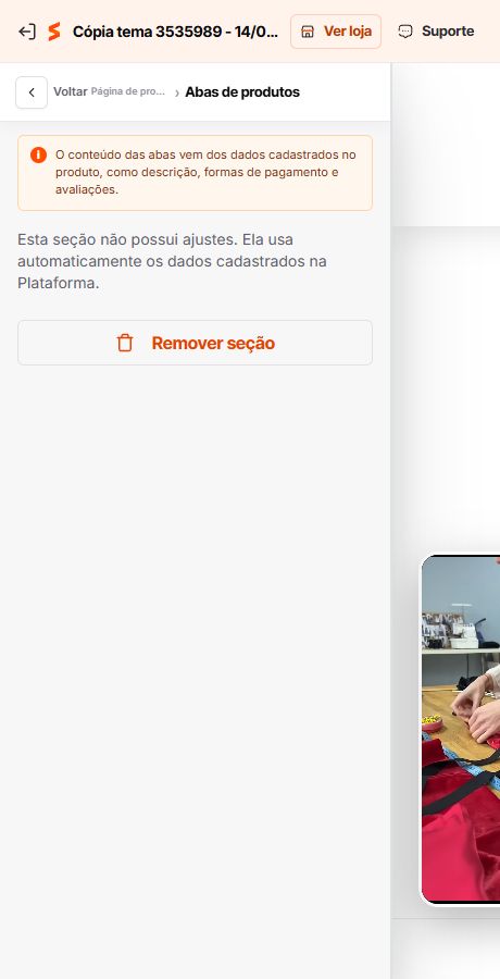 Configuração das Abas de produtos no Match GO